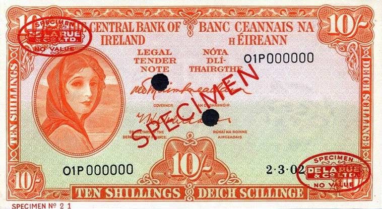 Front of Ireland, Republic of p63s: 10 Shillings from 1962