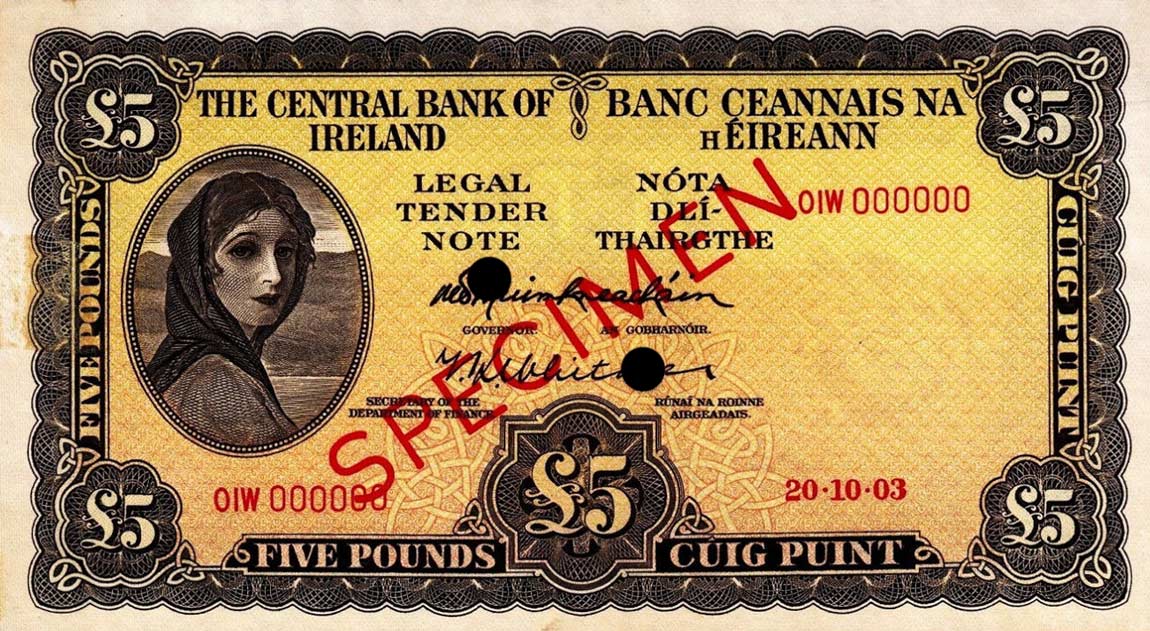 Front of Ireland, Republic of p65s: 5 Pounds from 1961