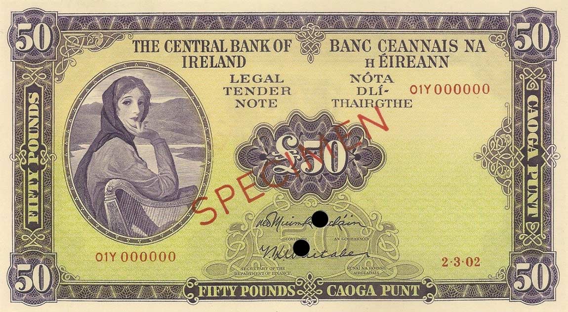 Front of Ireland, Republic of p68s: 50 Pounds from 1962