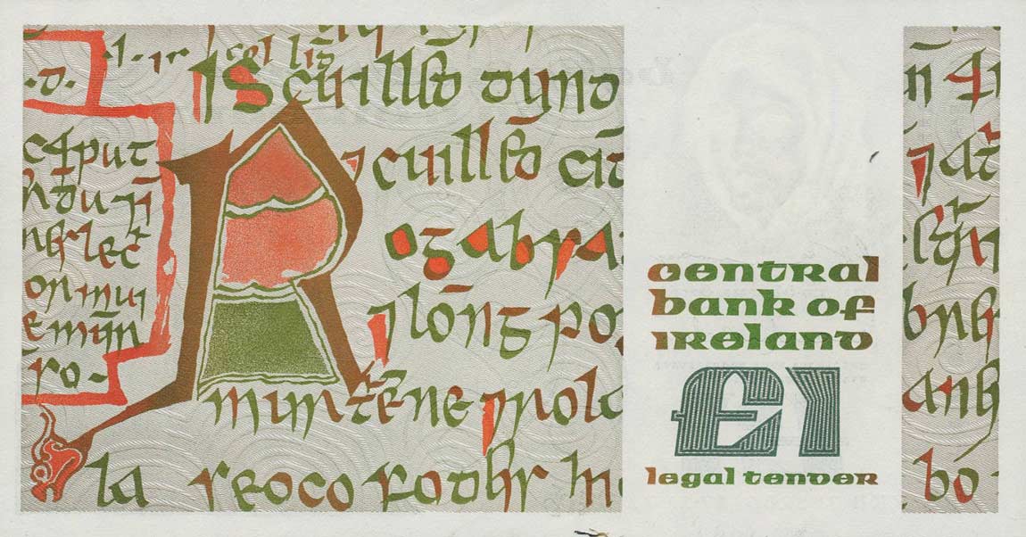 Back of Ireland, Republic of p70a: 1 Pound from 1977