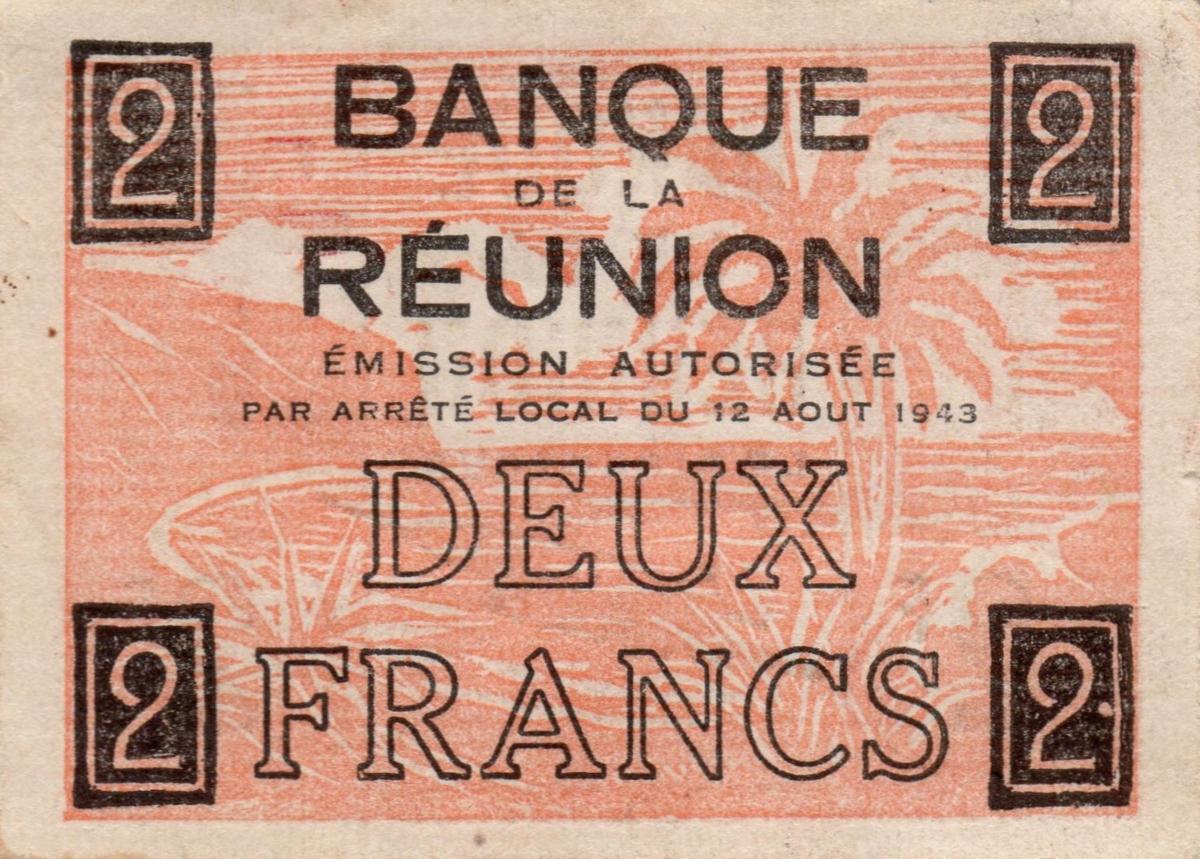 Back of Reunion p35: 2 Francs from 1943