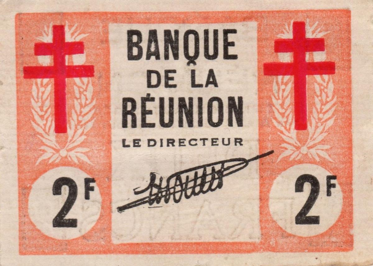 Front of Reunion p35: 2 Francs from 1943