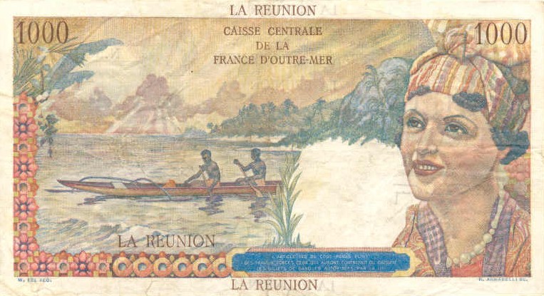 Back of Reunion p47a: 1000 Francs from 1947