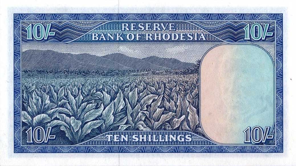 Back of Rhodesia p27a: 10 Shillings from 1966