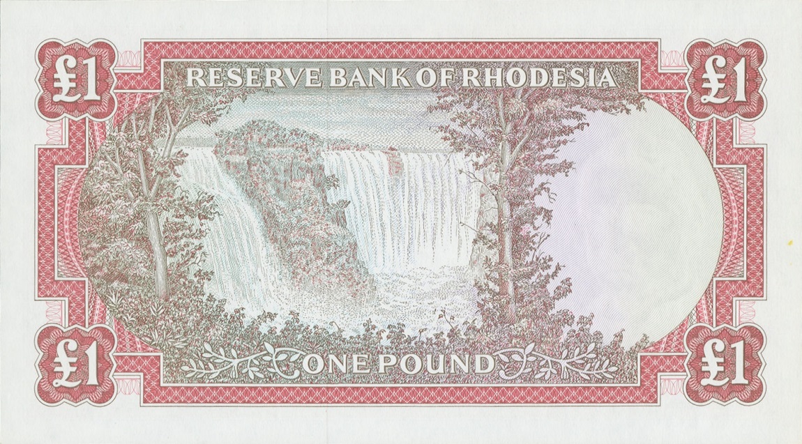 Back of Rhodesia p28a: 1 Pound from 1966