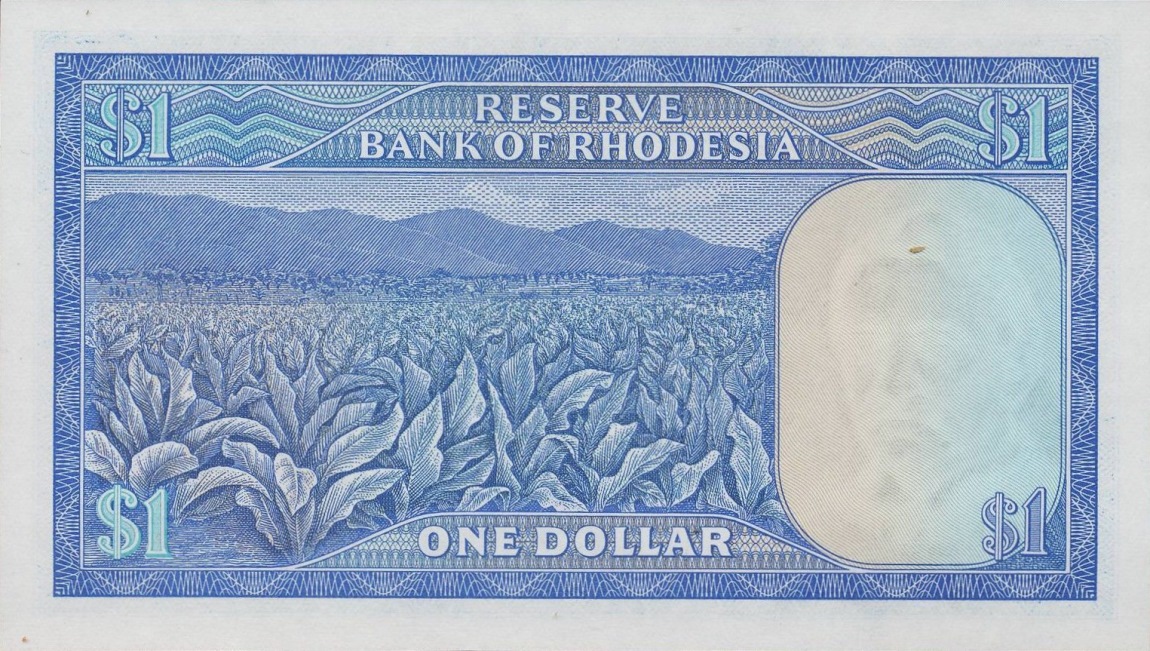 Back of Rhodesia p30g: 1 Dollar from 1973