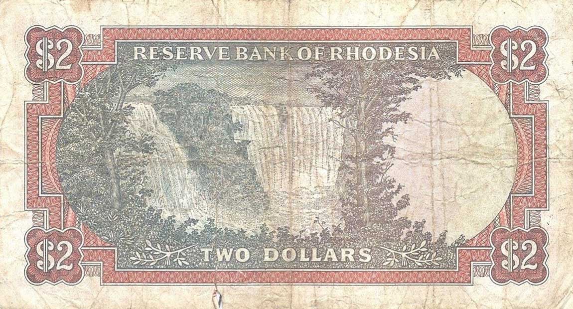 Back of Rhodesia p31e: 2 Dollars from 1971