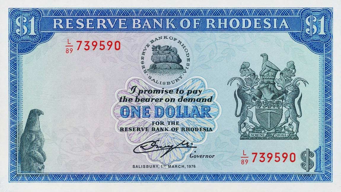Front of Rhodesia p34a: 1 Dollar from 1976