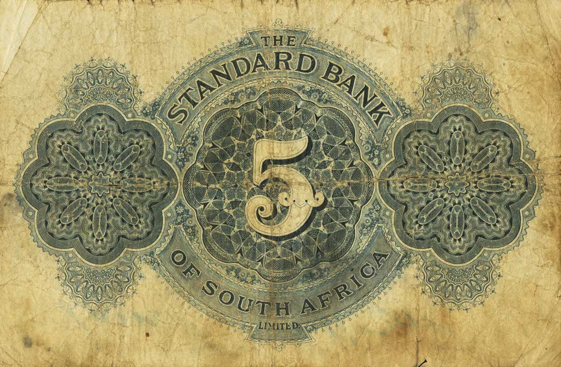 Back of Rhodesia pS138: 5 Pounds from 1911