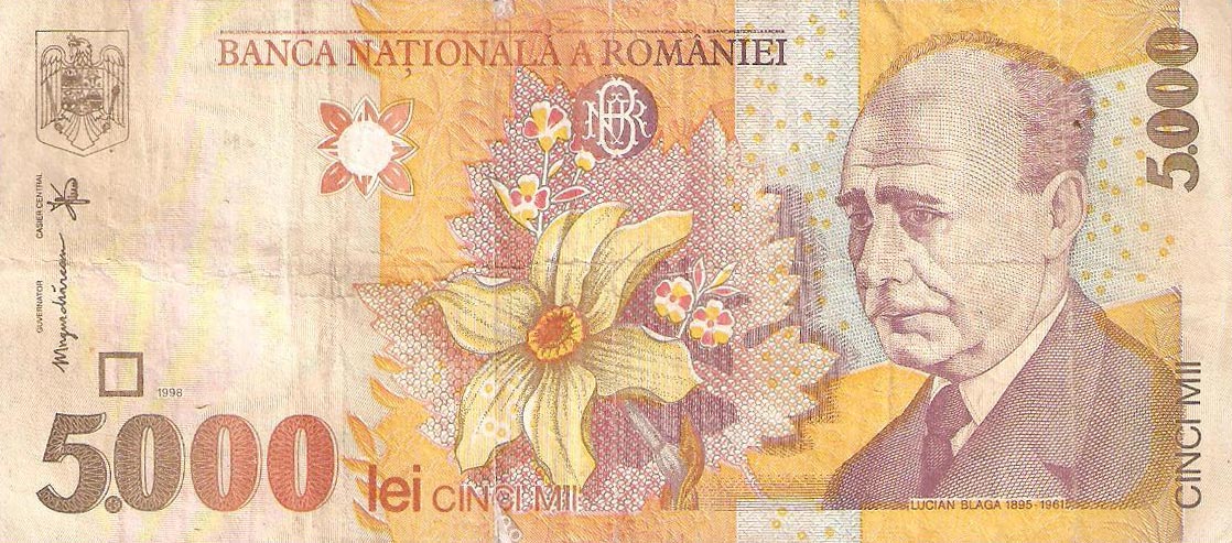 Front of Romania p107b: 5000 Lei from 1998