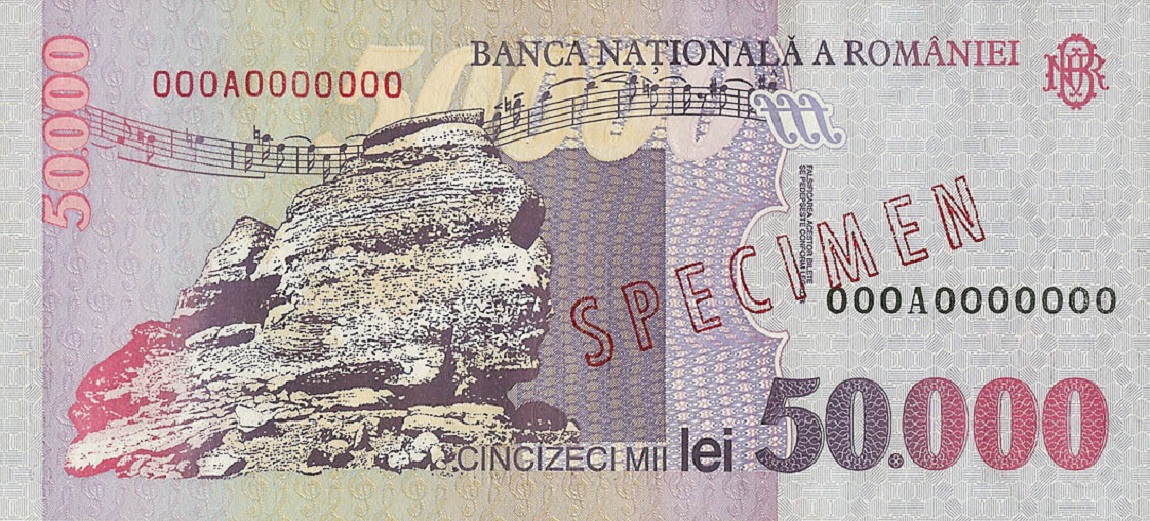 Back of Romania p109s: 50000 Lei from 1996