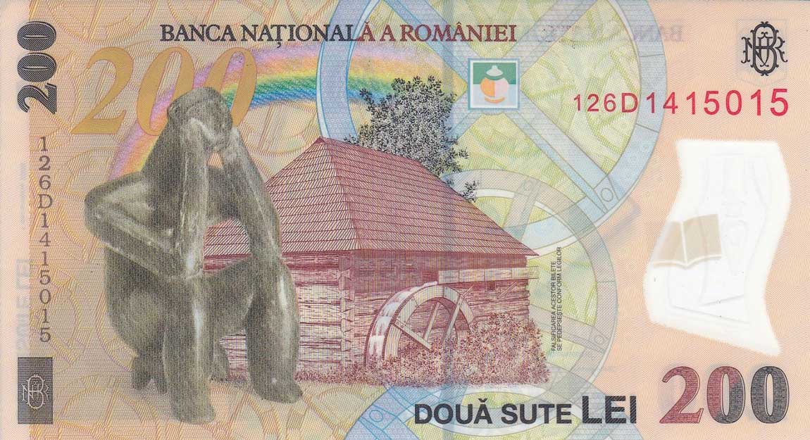 Back of Romania p122d: 200 Lei from 2012