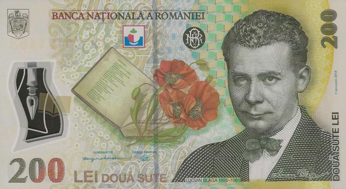 Front of Romania p122k: 200 Lei from 2021
