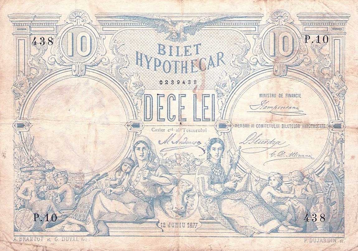 Front of Romania p2a: 10 Lei from 1877
