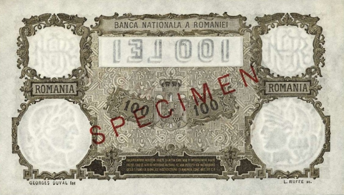 Back of Romania p33s: 100 Lei from 1930