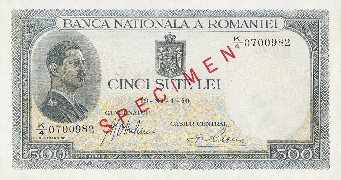 Front of Romania p43s: 500 Lei from 1936