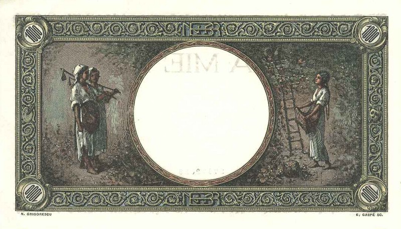 Back of Romania p46: 1000 Lei from 1938