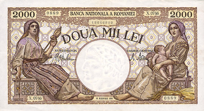 Front of Romania p53a: 2000 Lei from 1941