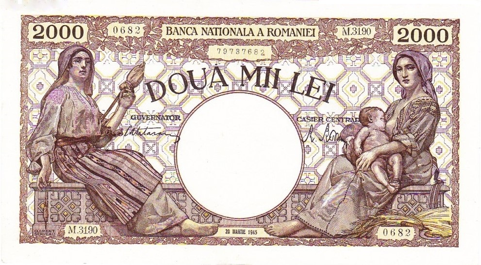 Front of Romania p53c: 2000 Lei from 1945