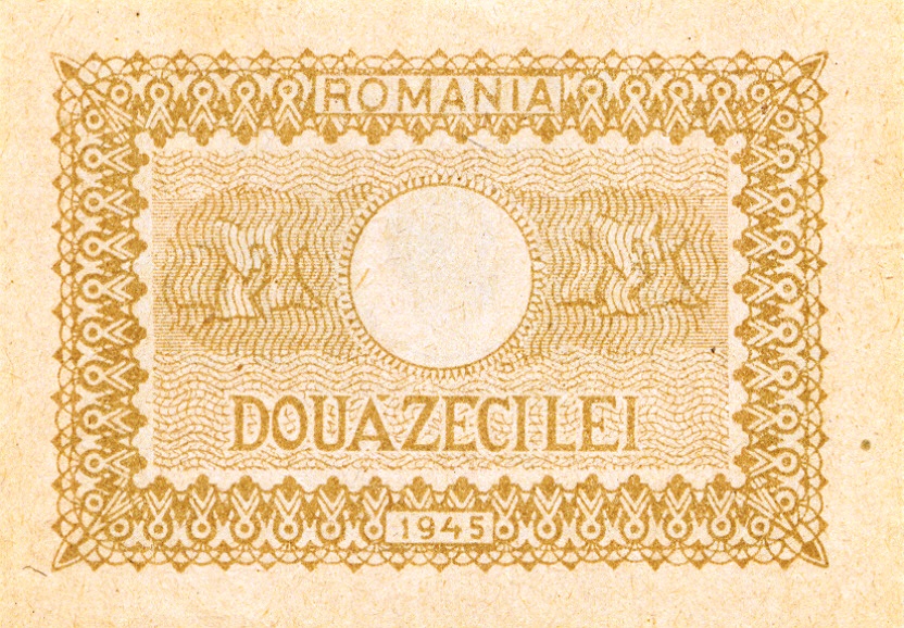 Back of Romania p76: 20 Lei from 1945