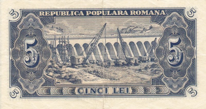 Back of Romania p83b: 5 Lei from 1952