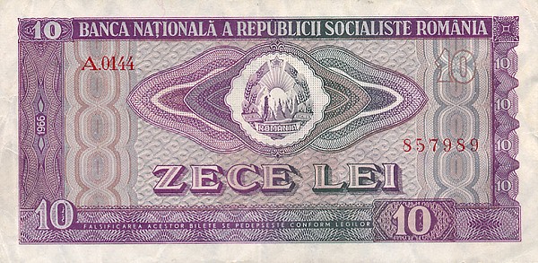 Front of Romania p94a: 10 Lei from 1966