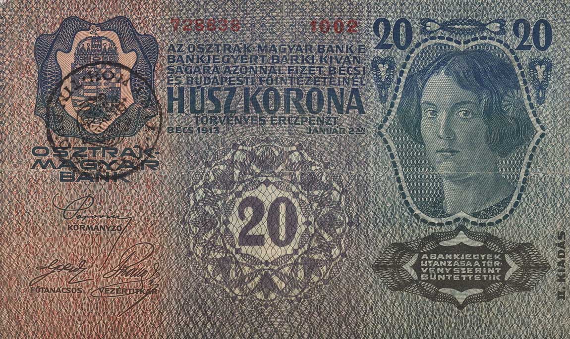 Front of Romania pR16: 20 Korona from 1919