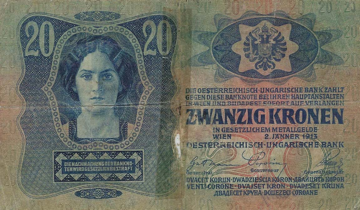 Back of Romania pR4: 20 Kronen from 1919