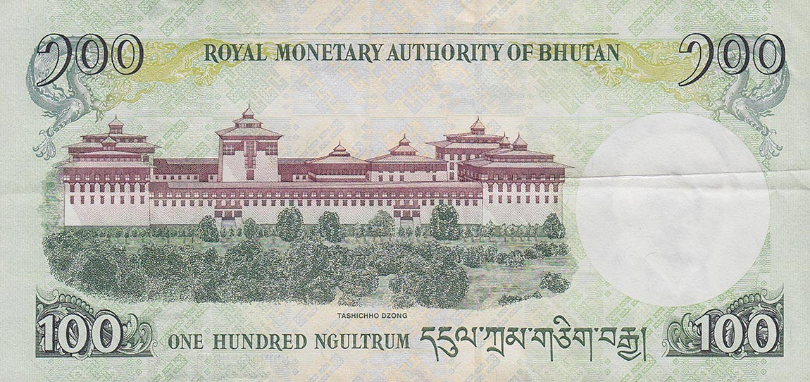 Back of Bhutan p32a: 100 Ngultrum from 2006