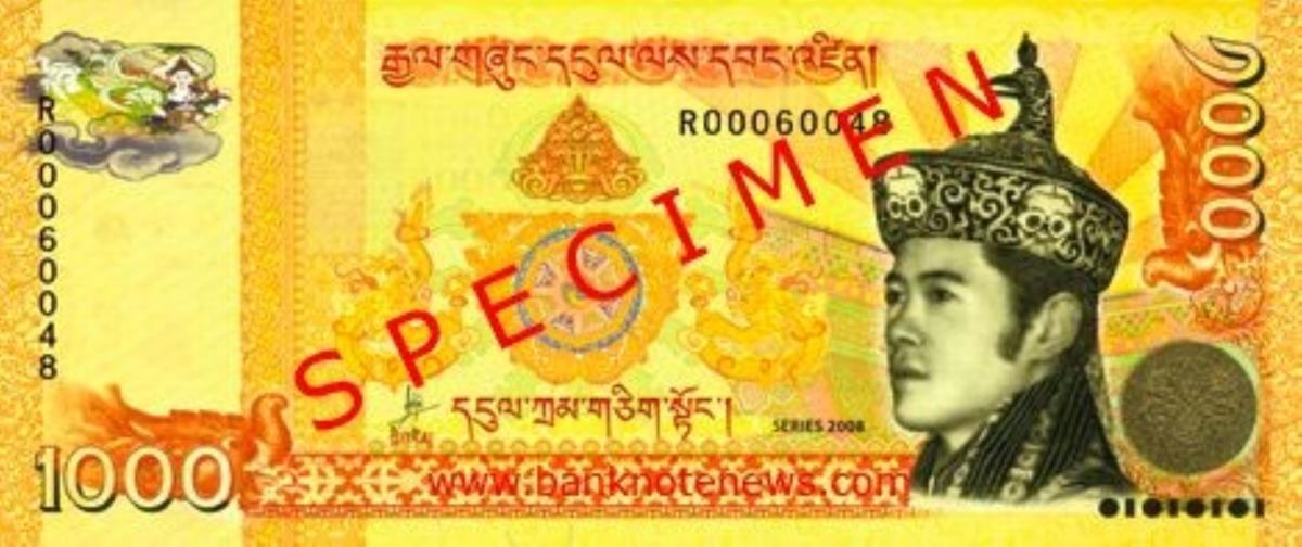 Front of Bhutan p34s: 1000 Ngultrum from 2008