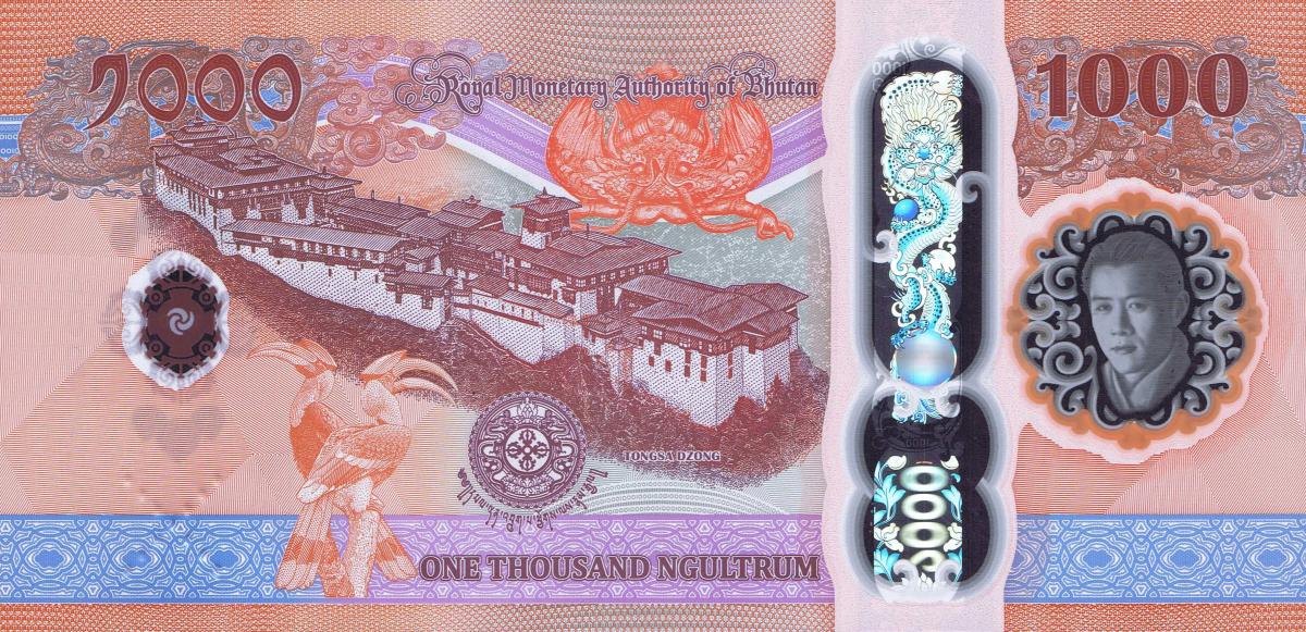 Back of Bhutan p40: 1000 Ngultrum from 2025
