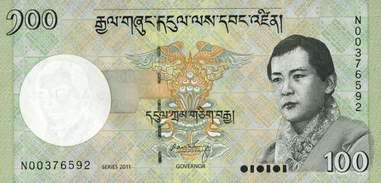 Front of Bhutan p32b: 100 Ngultrum from 2011