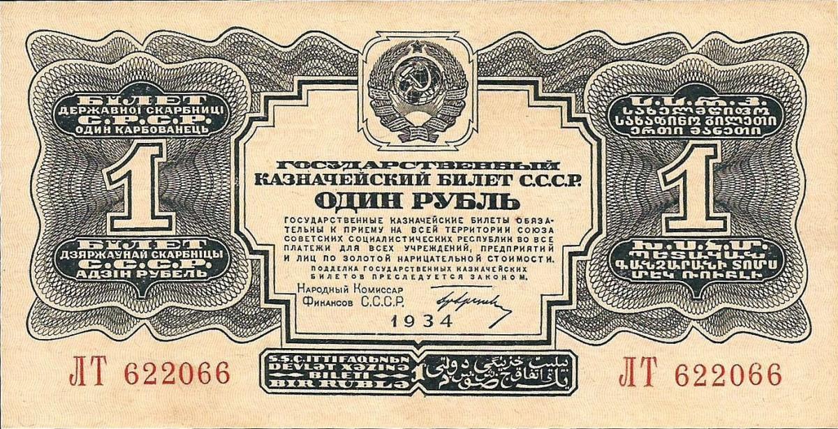 Front of Russia p207a: 1 Gold Ruble from 1934