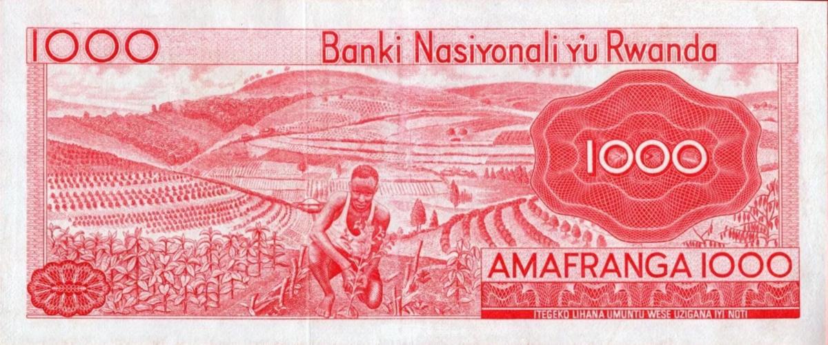 Back of Rwanda p10b: 1000 Francs from 1971