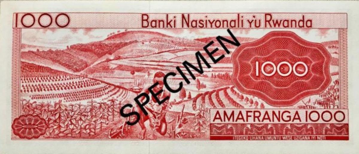 Back of Rwanda p10s2: 1000 Francs from 1971