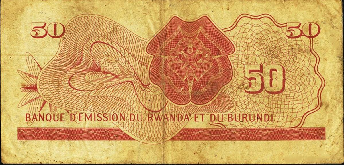 Back of Rwanda p2: 50 Francs from 1962