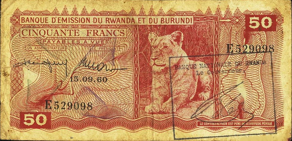Front of Rwanda p2: 50 Francs from 1962