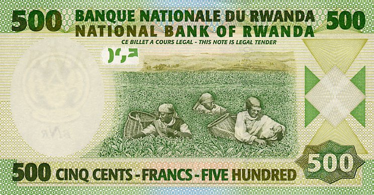 Back of Rwanda p30: 500 Francs from 2004