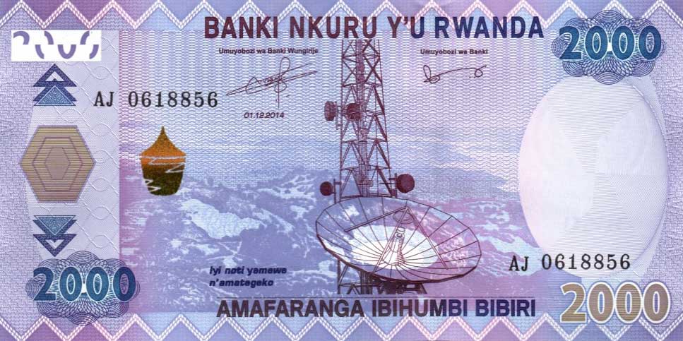 Front of Rwanda p40: 2000 Francs from 2014