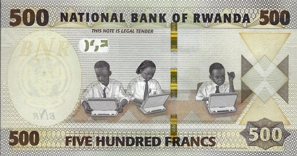 Back of Rwanda p42: 500 Francs from 2019