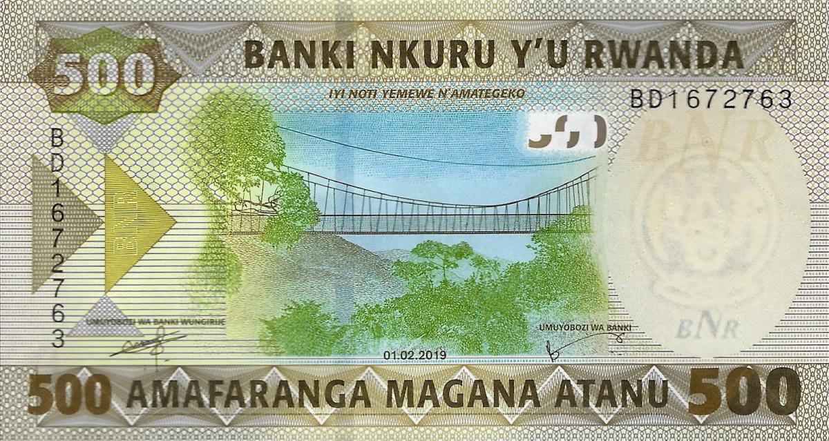 Front of Rwanda p42: 500 Francs from 2019