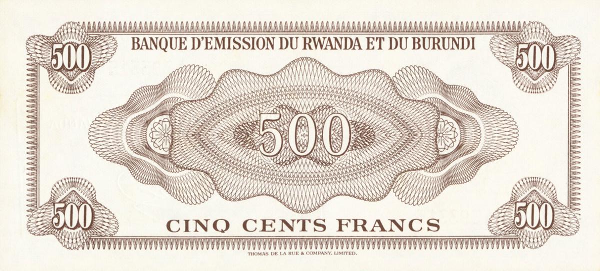 Back of Rwanda p4: 500 Francs from 1962