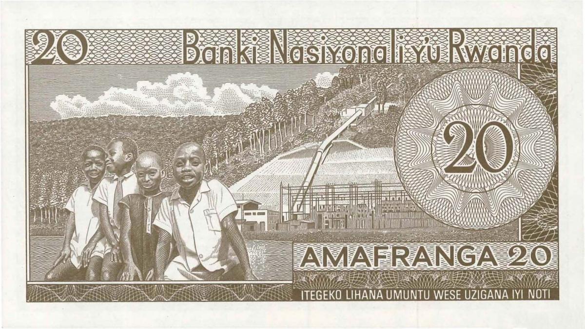Back of Rwanda p6d: 20 Francs from 1974