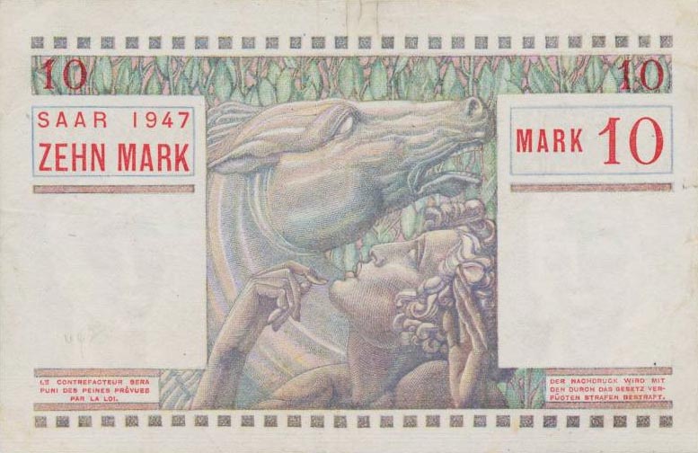 Front of Saar p6: 10 Mark from 1947