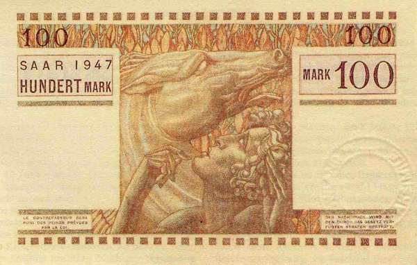 Back of Saar p8: 100 Mark from 1947