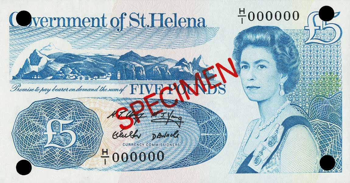 Front of Saint Helena p11s: 5 Pounds from 1998