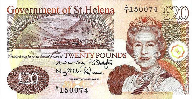 Front of Saint Helena p13b: 20 Pounds from 2012