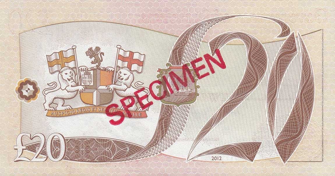 Back of Saint Helena p13s2: 20 Pounds from 2012