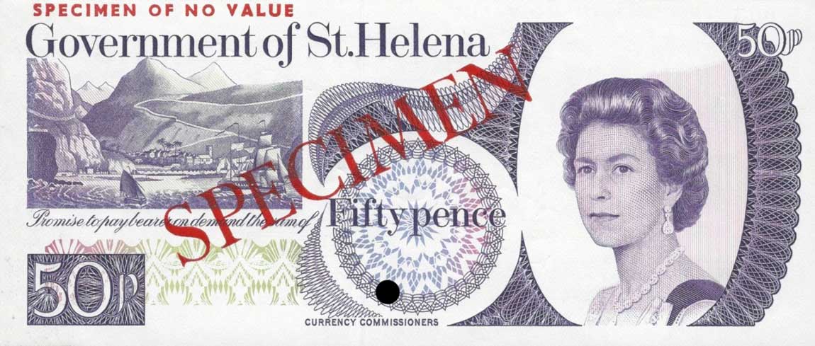 Front of Saint Helena p5s: 50 Pence from 1979