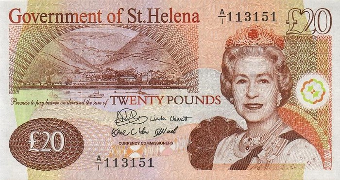 Front of Saint Helena p13a: 20 Pounds from 2004